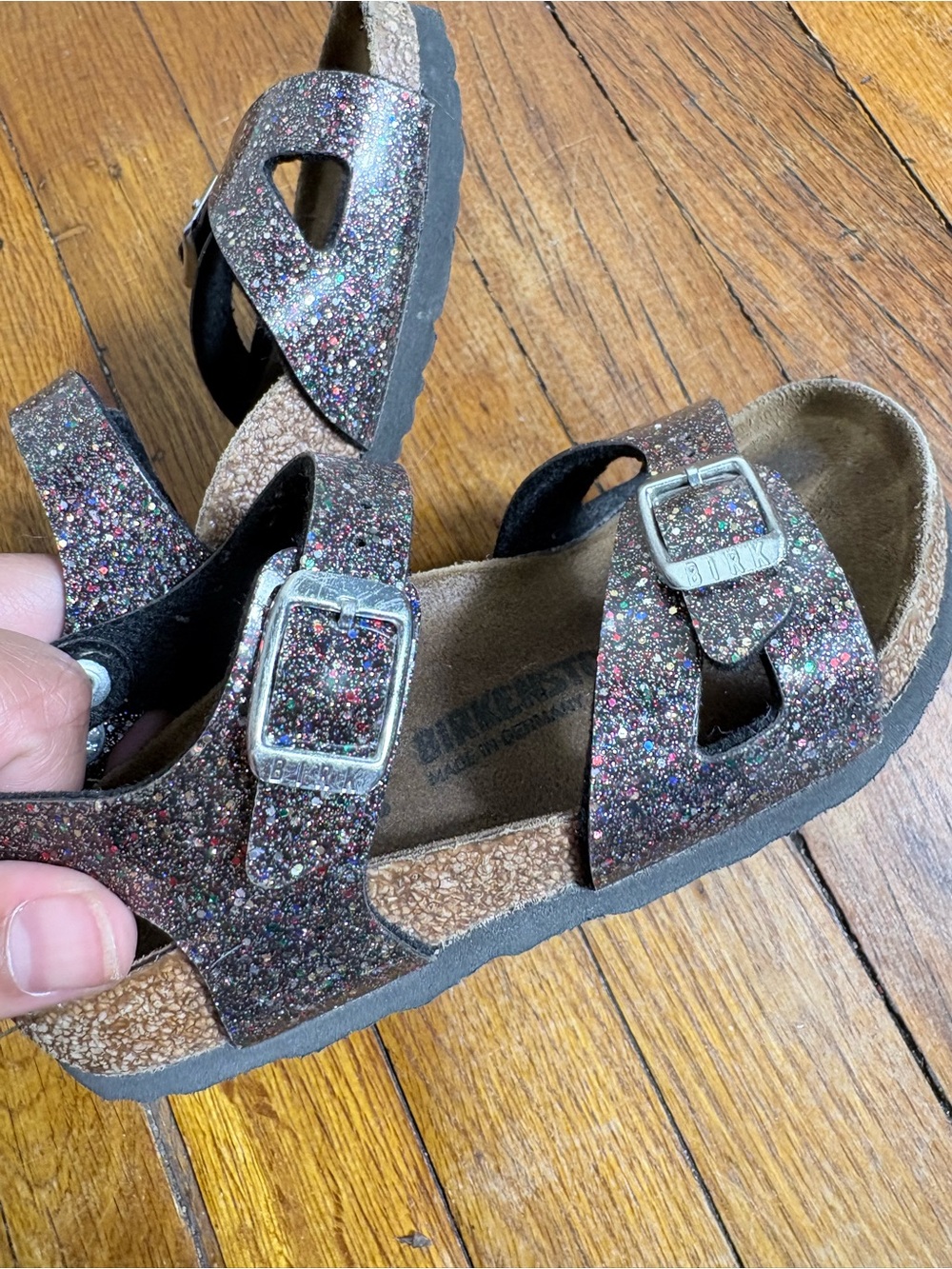 Birkenstock Kids Glitter Buckle Sandals - Black with Multicolor Sparkle - Picture 4 of 9